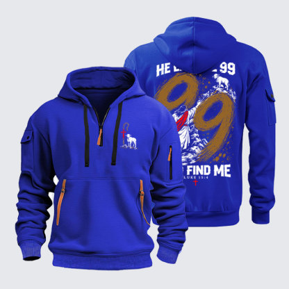Zipper Hoodies - He Left The 99 - Lost Sheep Cross - Royal Blue (front and back)