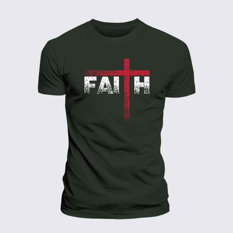 Faith Cross Jesus God Christian Premium Mercerized Cotton Tee