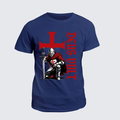 Templar Knight Crusader Deus Vult Jesus God Christian Cotton T-Shirt