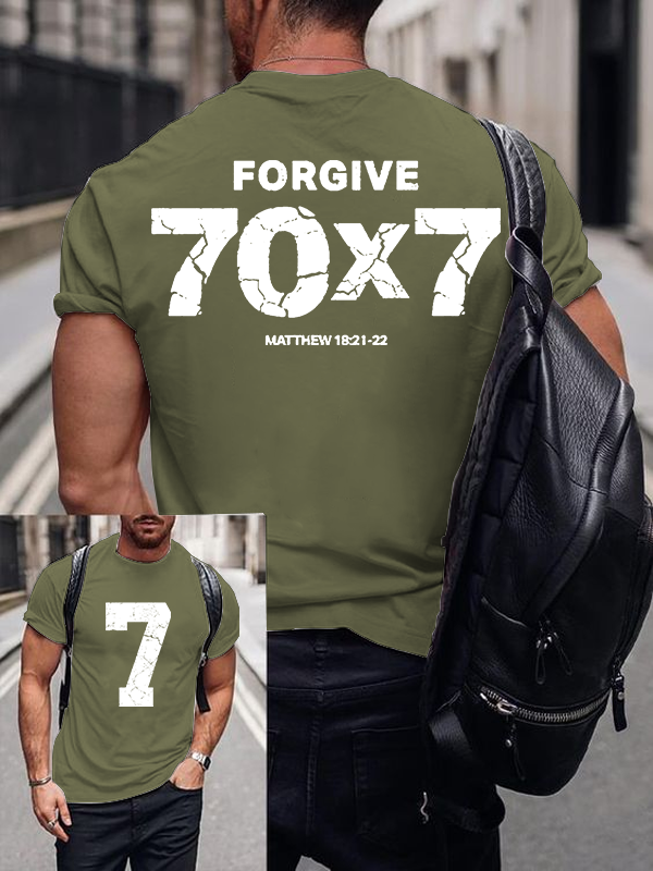 Forgive 70 7 Jesus God Christian Cotton T-Shirt
