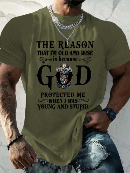 Casual Faith God Alphabet Printed Cotton T-shirt