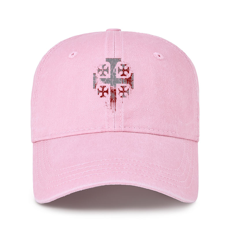 Heritage Washed Cap - Deus Vult - Pink (front)