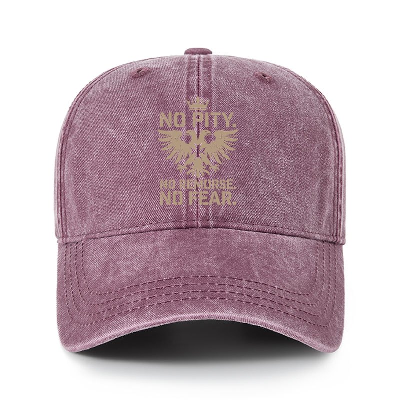 Heritage Washed Cap - No Pity No Remorse No Fear - Wine Red (front)