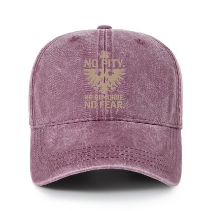 Heritage Washed Cap - No Pity No Remorse No Fear - Wine Red (front)