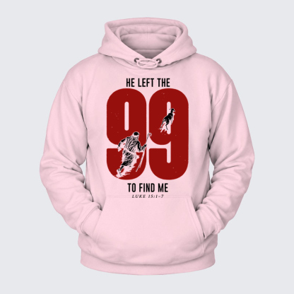 Plush Fleece-Lined Hoodie - He Left The 99 To Find Me - Light Pink (front)