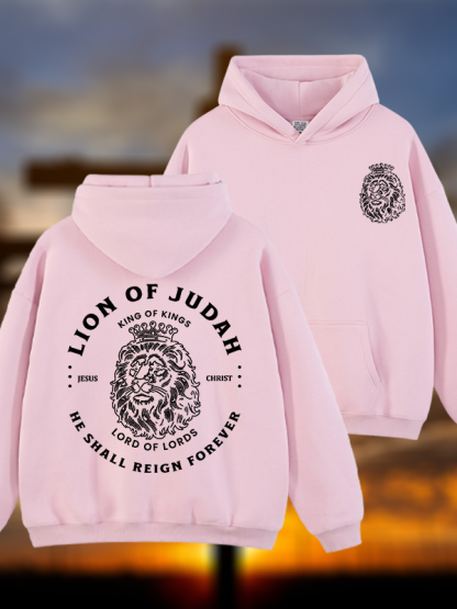 Lion Of Judah Jesus God Christian Plush Fleece-Lined Hoodie