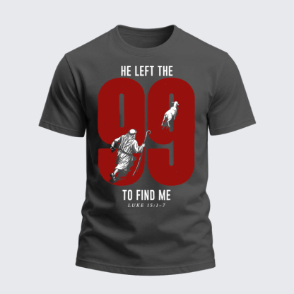 Heavyweight Cotton Tee - He Left The 99 To Find Me - Midnight Gray (front)