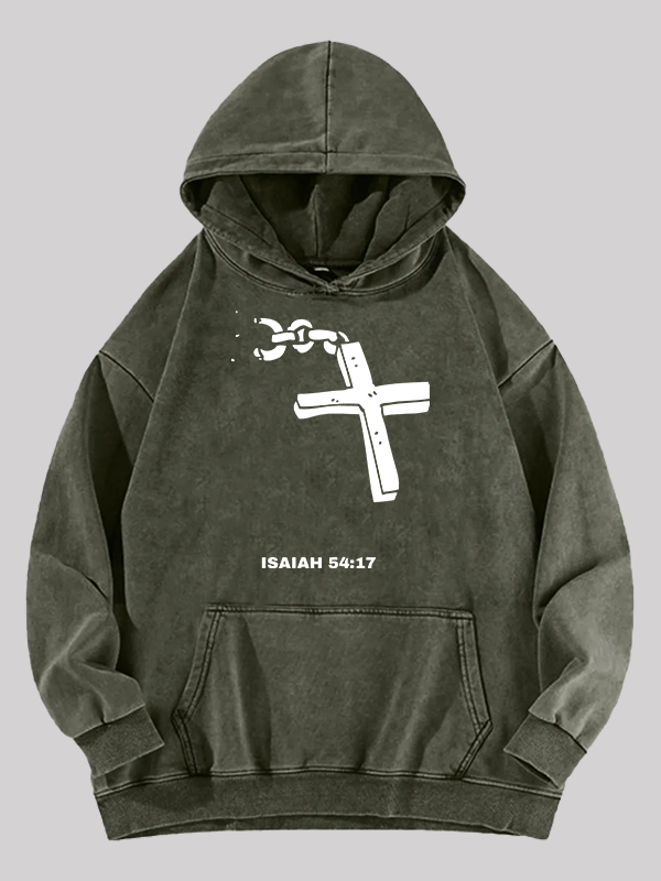 Isaiah 54:17 Jesus God Christian Washed Hoodie
