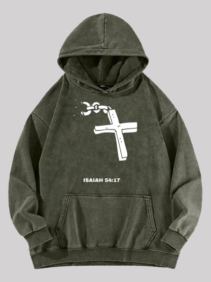 Isaiah 54:17 Jesus God Christian Washed Hoodie