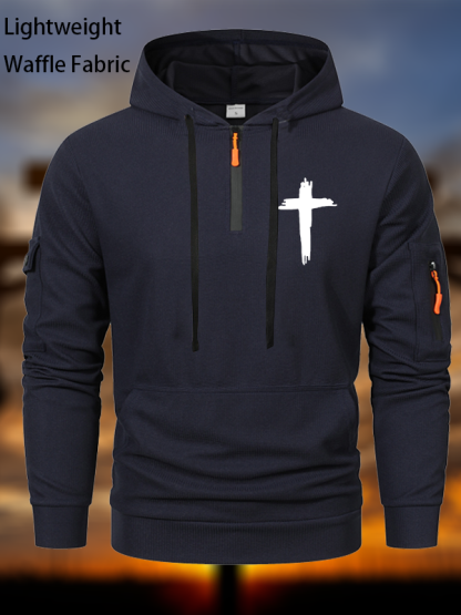 Cross Printed Zipper Hoodies