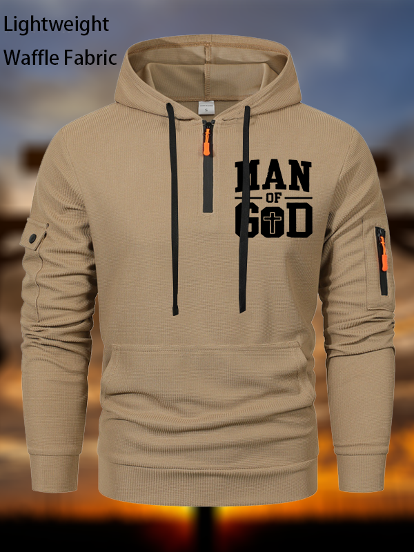 Man Of God Waffle Fabric Zipper Hoodies