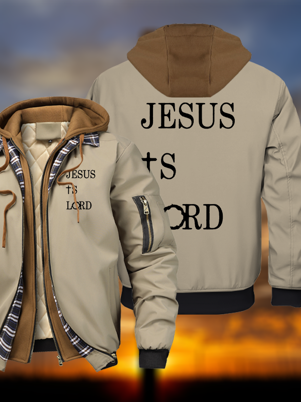 Jesus Is Lord Warm Hooded Bomber Jacket