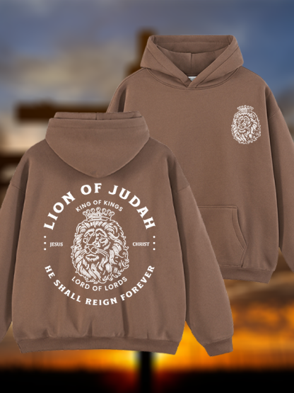 Lion Of Judah Jesus God Christian Plush Fleece-Lined Hoodie