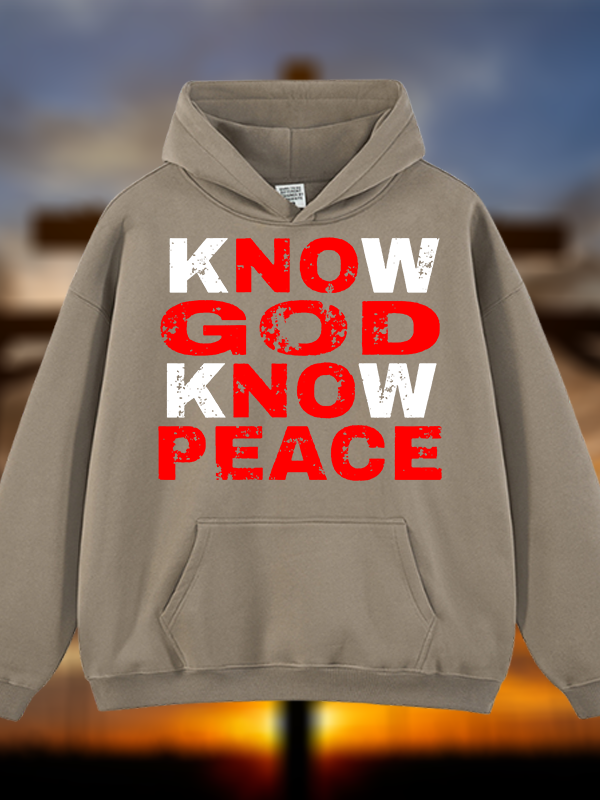 Know God Know Peace Jesus God Christian Plush Fleece-Lined Hoodie