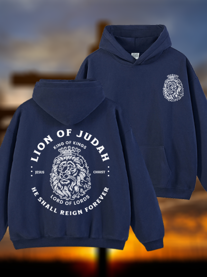 Lion Of Judah Jesus God Christian Plush Fleece-Lined Hoodie