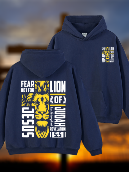 Lion Of Judah Jesus God Christian Plush Fleece-Lined Hoodie