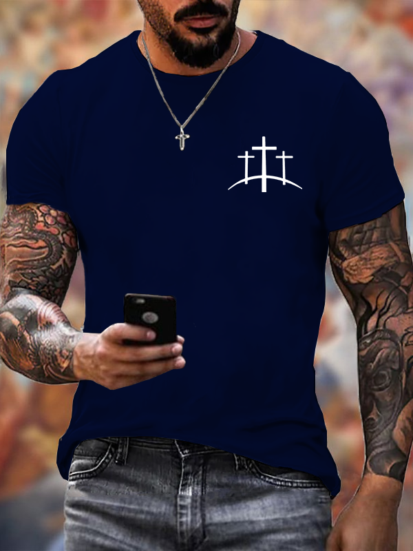 Men's Cross Printed Casual T-Shirt