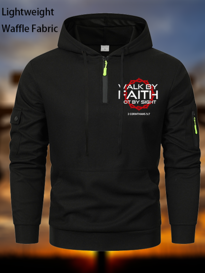 Walk By Faith Not By Sight 2 Corinthians 5:7 Waffle Fabric Zipper Hoodies