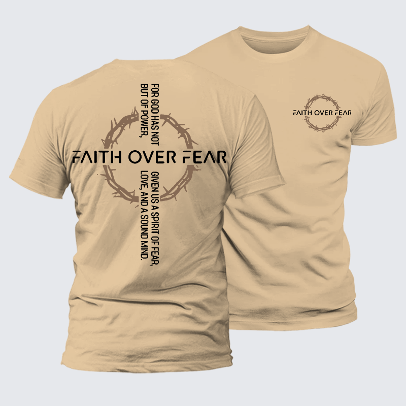  Faith Over Fear Jesus God Christian Premium Mercerized Cotton Tee
