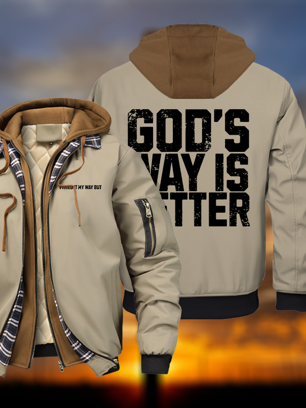 God's Way Is Better Warm Hooded Bomber Jacket