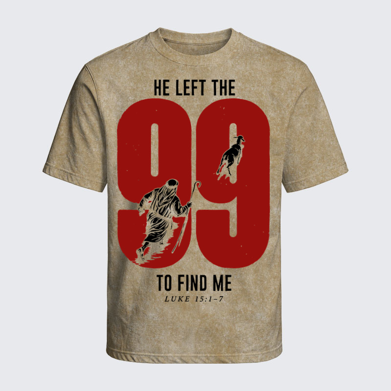 Washed T-Shirt - He Left The 99 To Find Me - Khaki (front)