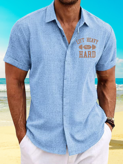 Lift Heavy Pray Hard Jesus God Christian Short Sleeve Shirt