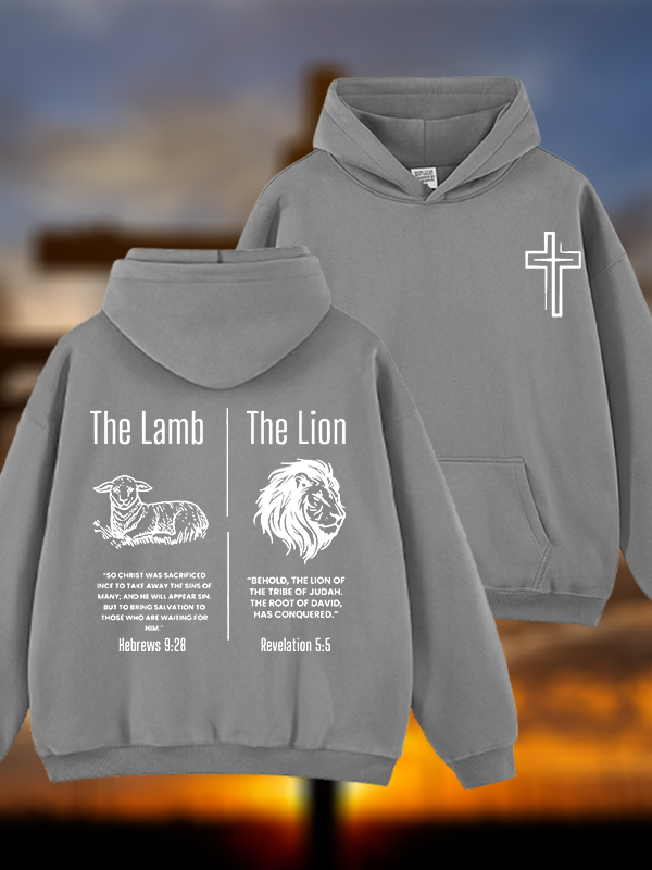 The Lamb & The Lion Jesus God Christian Plush Fleece-Lined Hoodie