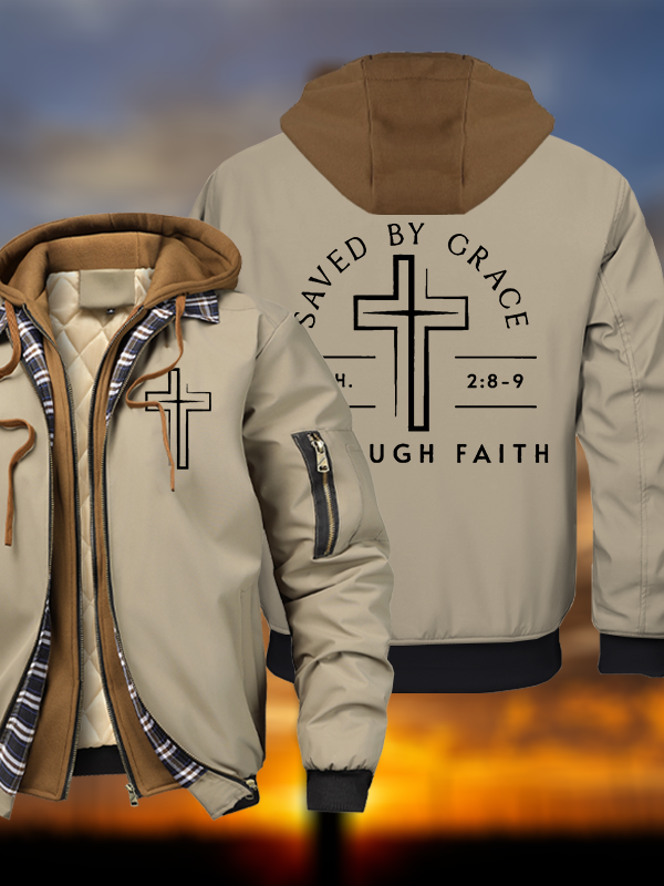 Through Faith Warm Hooded Bomber Jacket