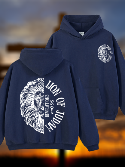 Lion Of Judah Jesus God Christian Plush Fleece-Lined Hoodie