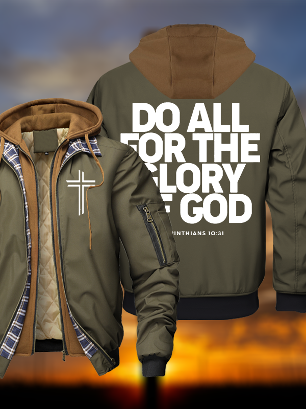 Do All For The Glory Of God Warm Hooded Bomber Jacket