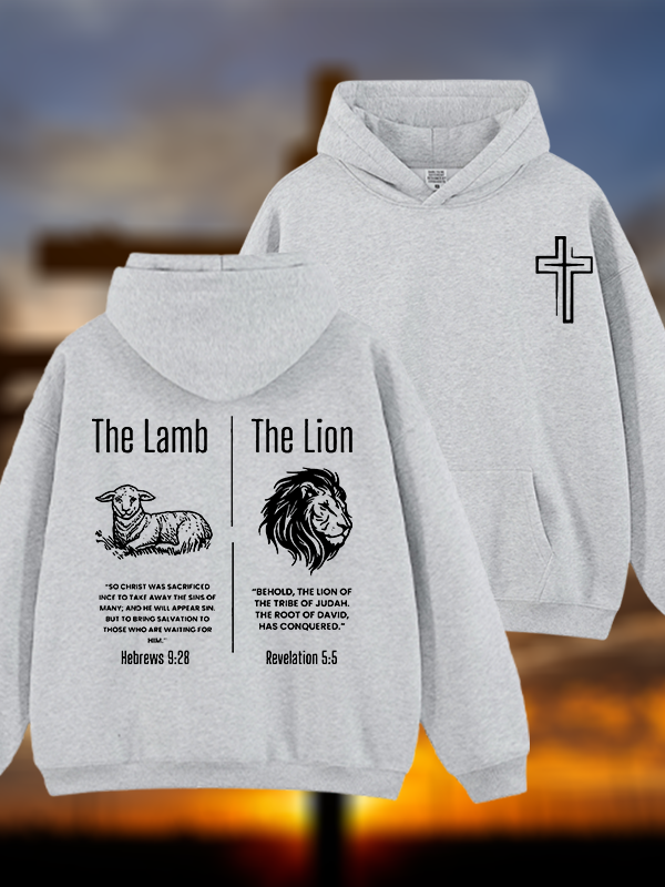 The Lamb & The Lion Jesus God Christian Plush Fleece-Lined Hoodie