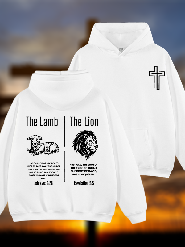 The Lamb & The Lion Jesus God Christian Plush Fleece-Lined Hoodie