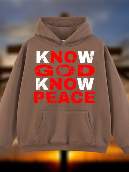 Know God Know Peace Jesus God Christian Plush Fleece-Lined Hoodie
