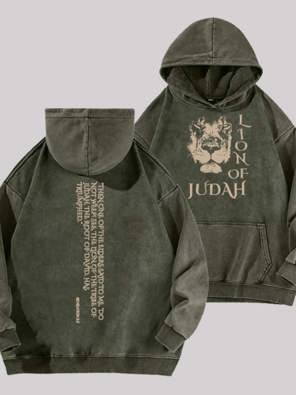 Lion Of Judan Jesus God Christian Washed Hoodie
