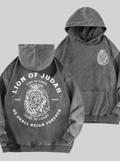 Lion Of Judah Jesus God Christian Washed Hoodie