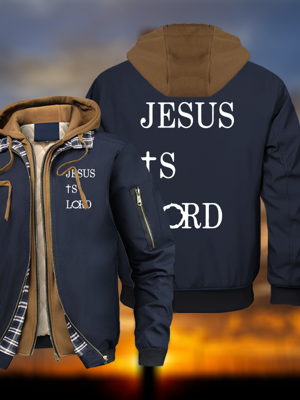 Jesus Is Lord Warm Hooded Bomber Jacket
