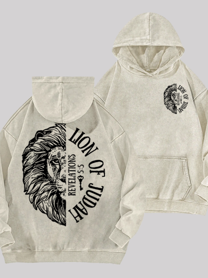 Lion Of Judah Jesus God Christian Washed Hoodie