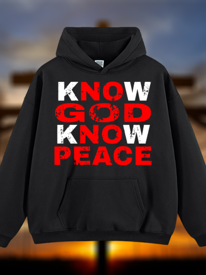 Know God Know Peace Jesus God Christian Plush Fleece-Lined Hoodie