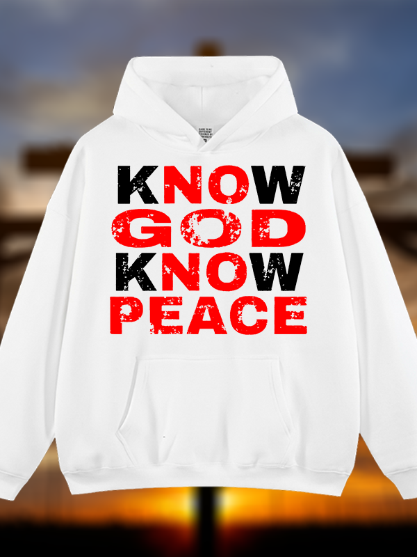 Know God Know Peace Jesus God Christian Plush Fleece-Lined Hoodie