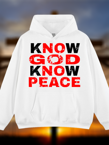Know God Know Peace Jesus God Christian Plush Fleece-Lined Hoodie