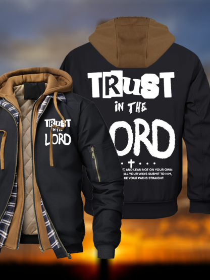 Trust In The Lord Warm Hooded Bomber Jacket