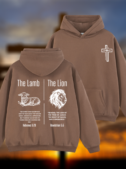 The Lamb & The Lion Jesus God Christian Plush Fleece-Lined Hoodie