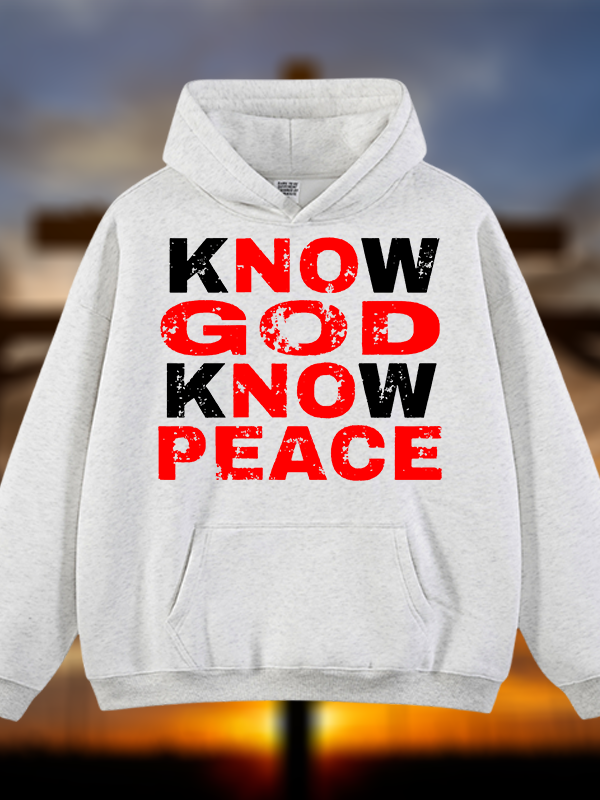 Know God Know Peace Jesus God Christian Plush Fleece-Lined Hoodie