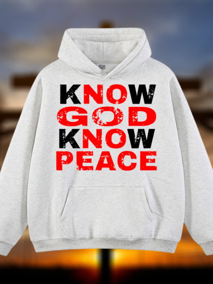 Know God Know Peace Jesus God Christian Plush Fleece-Lined Hoodie