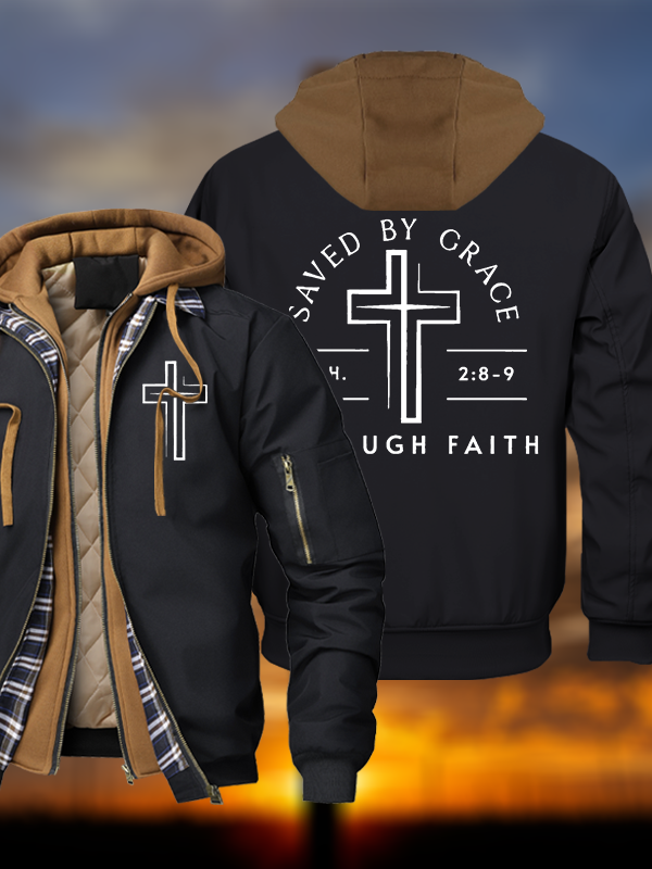 Through Faith Warm Hooded Bomber Jacket