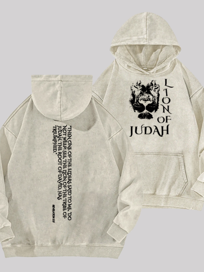 Lion Of Judan Jesus God Christian Washed Hoodie