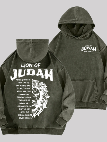 Lion Of Judan Jesus God Christian Washed Hoodie