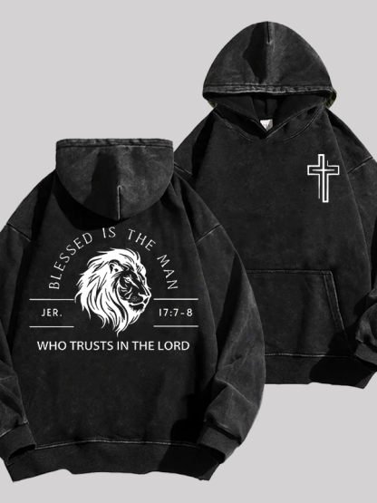 Who Trusts In The Lord Jesus God Christian Washed Hoodie