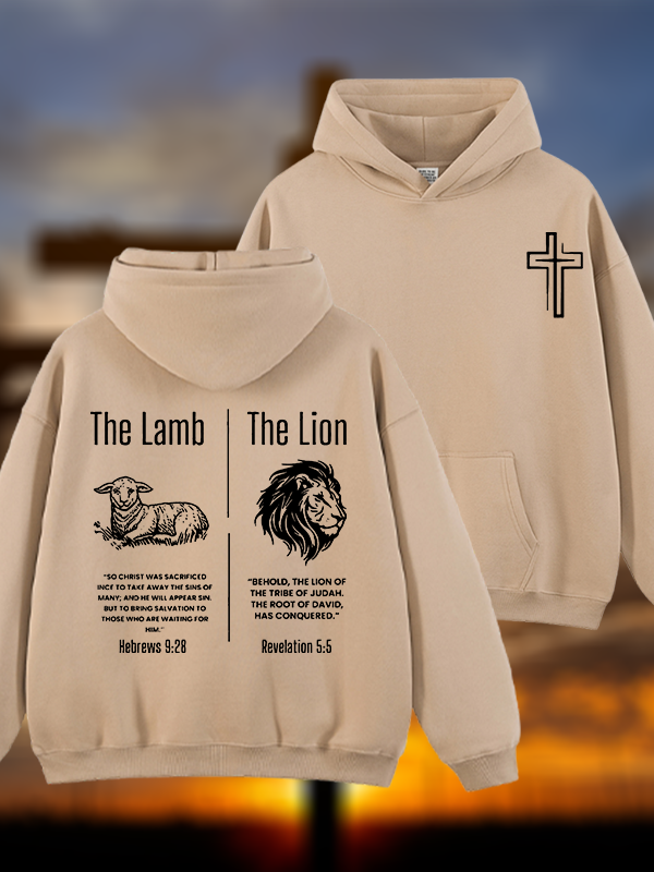 The Lamb & The Lion Jesus God Christian Plush Fleece-Lined Hoodie