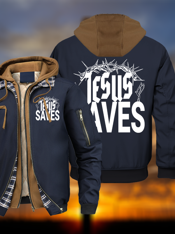 Jesus Saves Warm Hooded Bomber Jacket